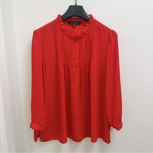 Jasmine & Juliana red polka dot blouse top half button down shirt size XL